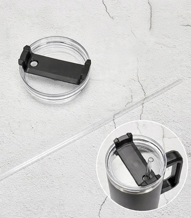 KUBEK TERMICZNY TERMOS ZE SŁOMKĄ UCHWYTEM DUŻY XXL 1200 ML CZARNY POJEMNY