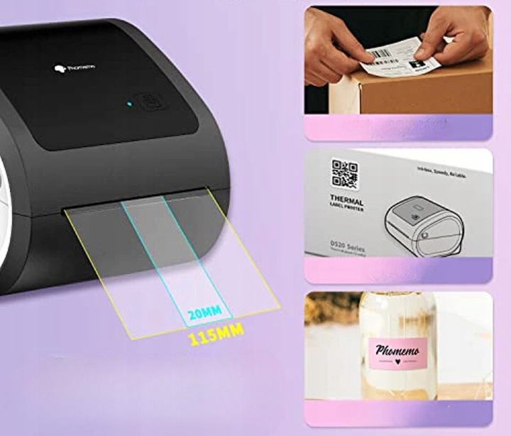 Phomemo drukarka termiczna etykiet wysyłkowych D520-BT Bluetooth USB