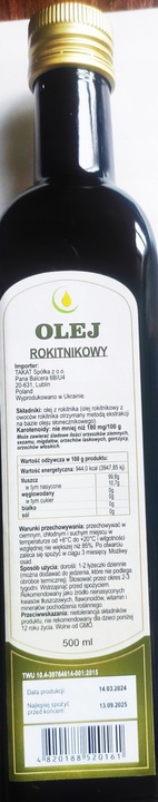 Olej Rokitnikowy 500ml. odporność