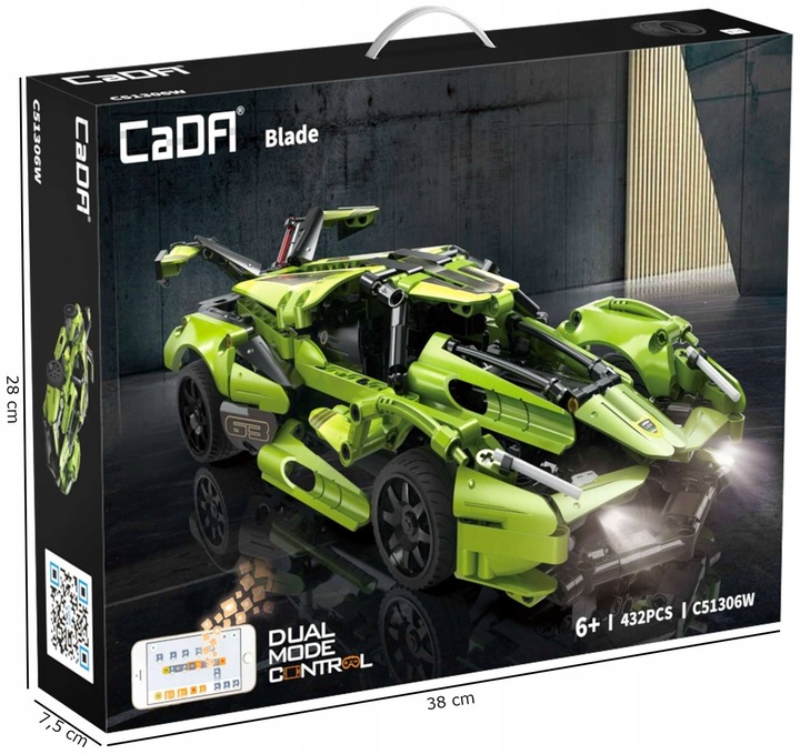KLOCKI CADA AUTO ZDALNIE STEROWANE BALDE 432 ELEMENTY RC DUAL MODE + LED
