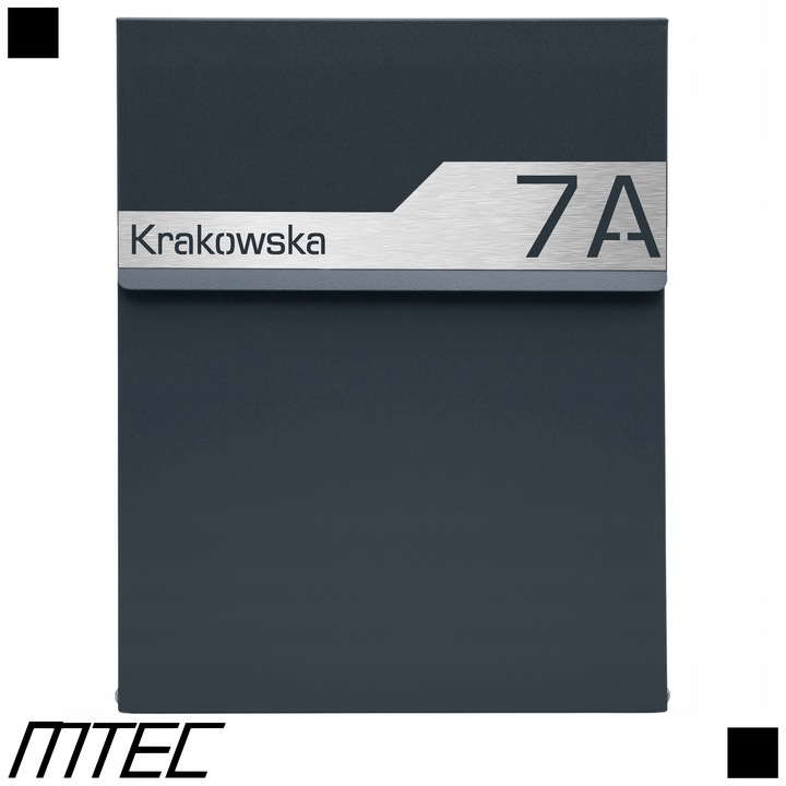 SKRZYNKA POCZTOWA NA LISTY POCZTĘ ANTRACYT +LAMINAT NAPIS ADRES ULICA NUMER