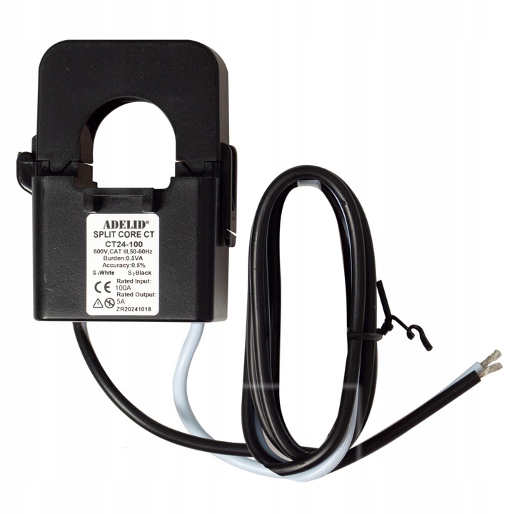 PRZEKŁADNIK PRĄDOWY 100A/5A 0,5% PRZEWODEM OTWIERANY RDZEŃ ESCT-T24 ADELID