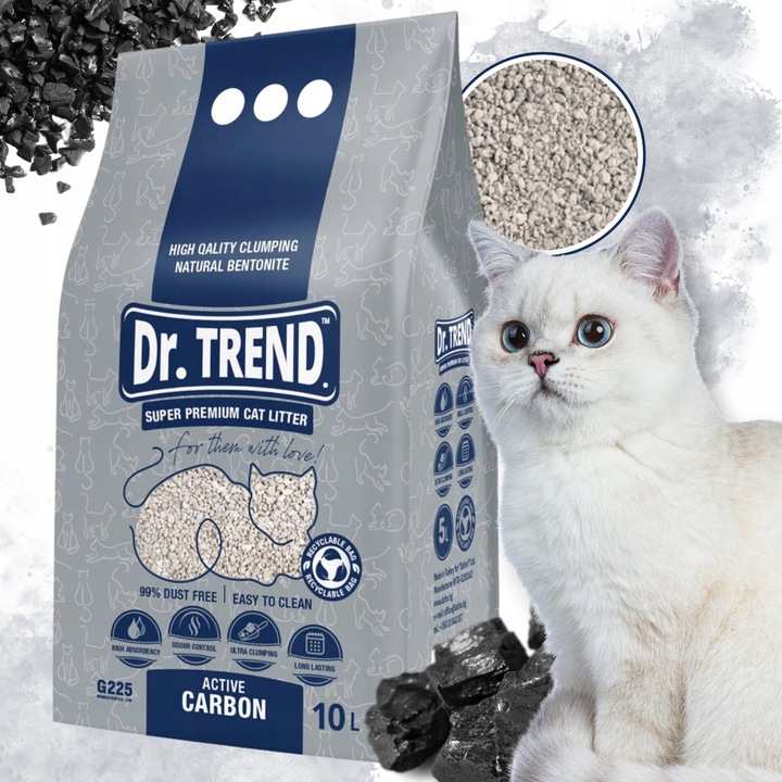 DR. TREND PREMIUM żwirek bentonitowy dla kotów Z WĘGLEM AKTYWNYM 10 L