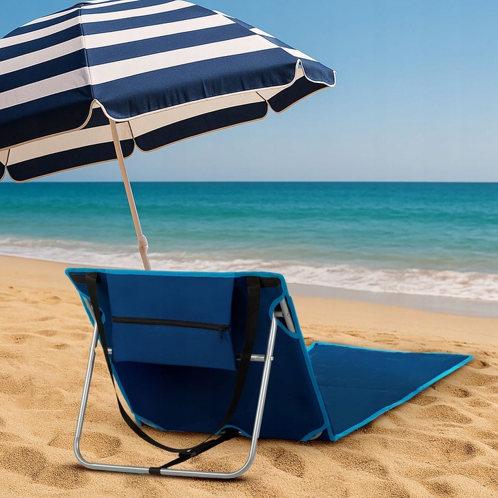 MATA PLAŻOWA Z OPARCIEM SKŁADANA REGULOWANY LEŻAK PLAŻOWY OUTTEC