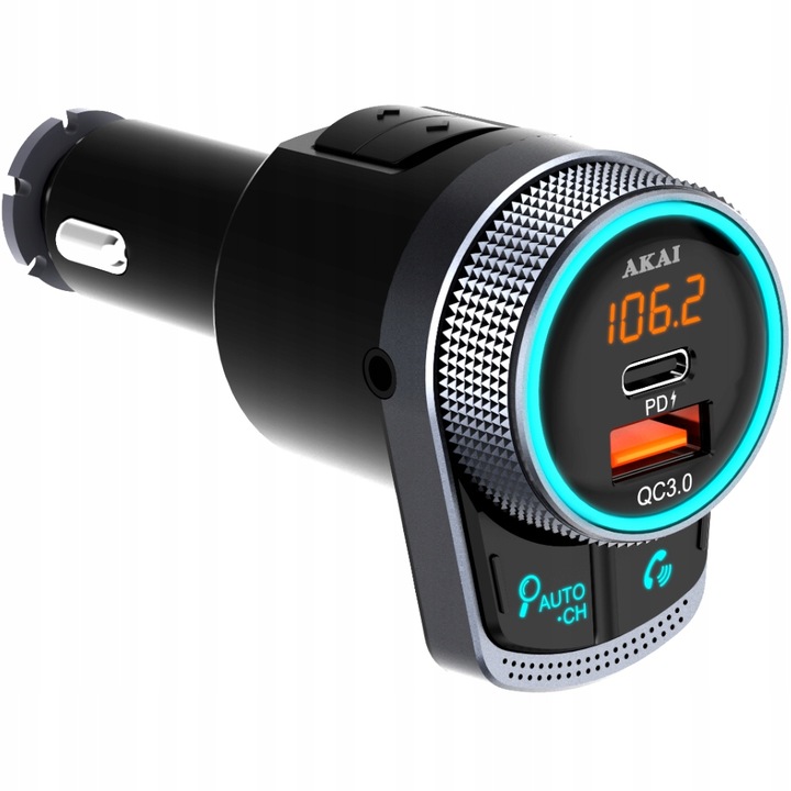 TRANSMITER samochodowy FM BLUETOOTH ŁADOWARKA AKAI FMT-80BT