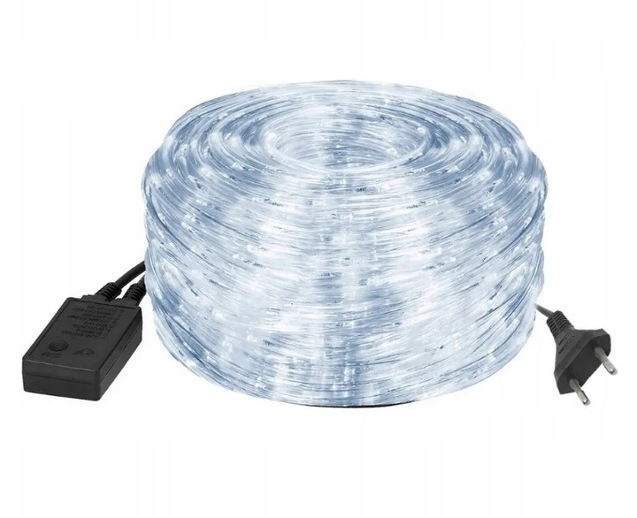 WĄŻ Świetlny 20m LED LAMPKI CHOINKOWE BIAŁY ZIMNY