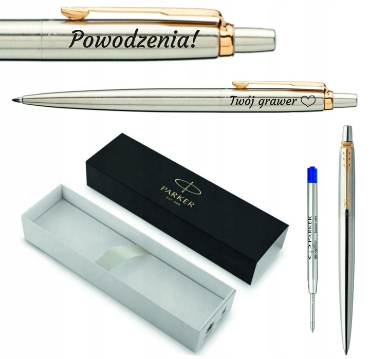 Długopis stalowy PARKER Jotter na prezent z WŁASNYM NAPISEM Z LOGO GRAWEREM
