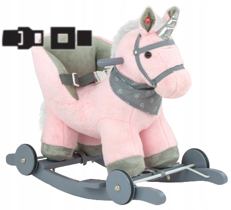 RÓŻOWY KONIK na biegunach 2w1 JEŹDZIK dla dziewczynki bujak bujaczek KOŃ