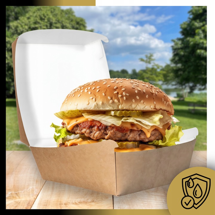 Opakowanie na Hamburgera Pudełko Burger Box Kraft Duże 150x150x80mm 100szt