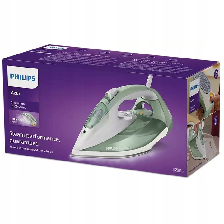 ŻELAZKO PAROWE PHILIPS AZUR DST7012/70 FILTR ANTYWAPIENNY STEAMGLIDE PLUS