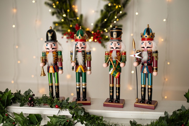 ŚWIĄTECZNE FIGURKI DZIADEK DO ORZECHÓW DUŻY DREWNIANY OZDOBA NA PODSTAWCE