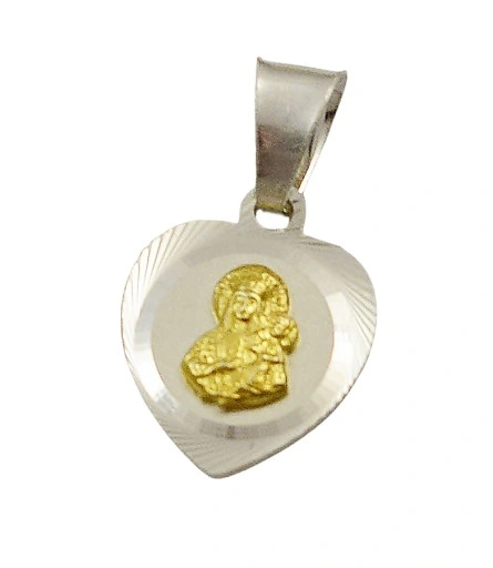 Łańcuszek Srebrny Ankier Diamentowany z Medalikiem Serduszko Grawer Gratis