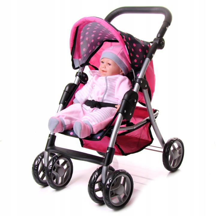 DUŻY WÓZEK DLA LALEK spacerowy spacerówka Doris + LALKA BOBAS