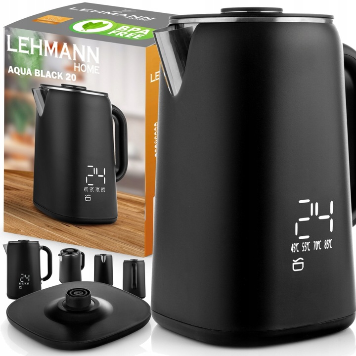 CZAJNIK ELEKTRYCZNY BEZPRZEWODOWY REGULACJA DOTYKOWY WYŚWIETLACZ LED 1,7L