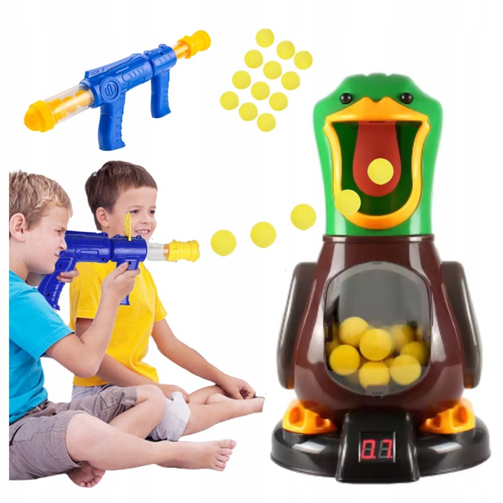 GŁODNA KACZKA XXL STRZELANIE DO CELU LICZNIK LED PISTOLET PREZENT URODZINY