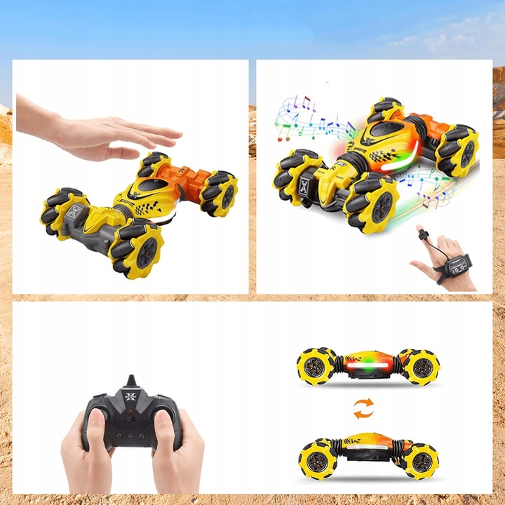 RC SAMOCHÓD KASKADERSKI ZE STEROWANIEM RĘCZNYM 2,4 GHZ OBRÓT O 360° + 2 AKU