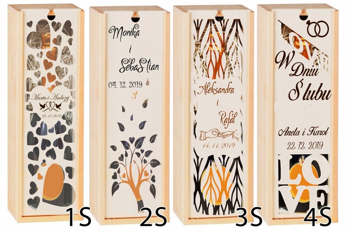 PUDEŁKO SKRZYNKA NA WINO GRAWER PREZENT ŚLUB PRIM