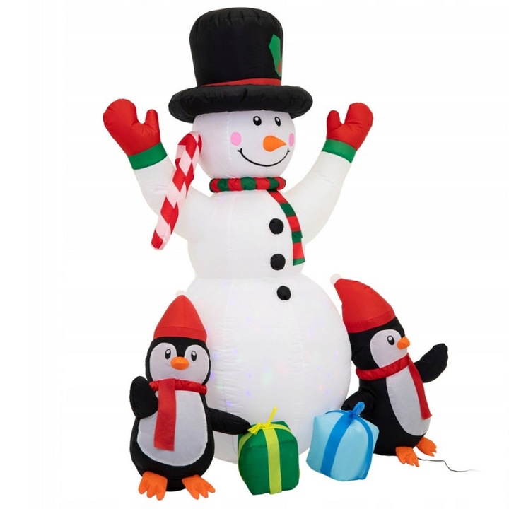 ŚWIECĄCY DMUCHANY BAŁWAN PINGWINY DEKORACJA ŚWIĄTECZNA LED RGB OZDOBA 180CM