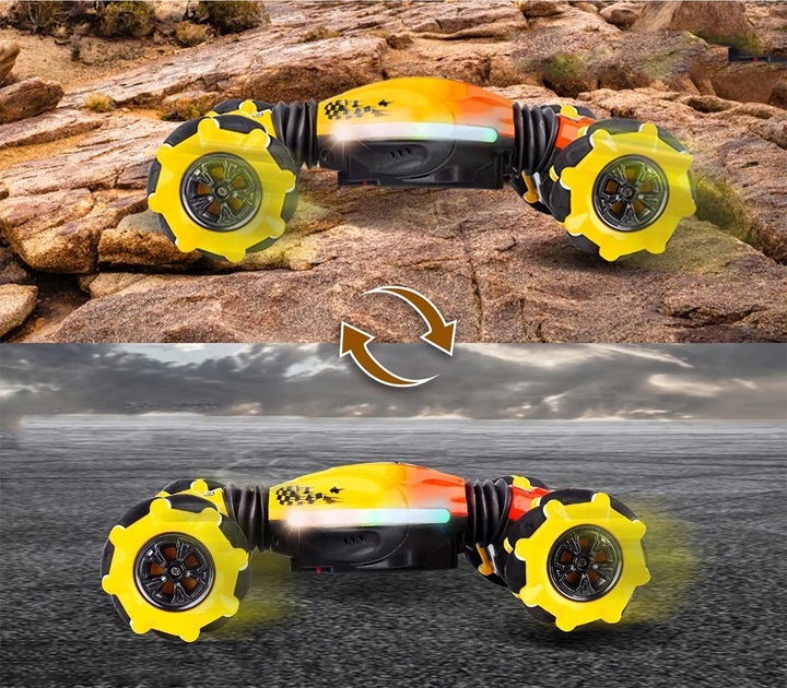 RC SAMOCHÓD KASKADERSKI ZE STEROWANIEM RĘCZNYM 2,4 GHZ OBRÓT O 360° + 2 AKU