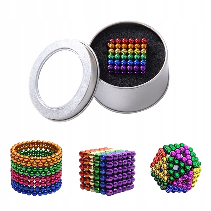 KULKI MAGNETYCZNE XXL Kolorowe 5 mm 216 szt. + BOX