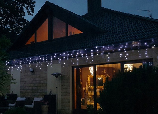 Lampki SOPLE Zewnętrzne GRUBE 100 LED 4,25m ZIMNE BIAŁE + FLASH + Gniazdo