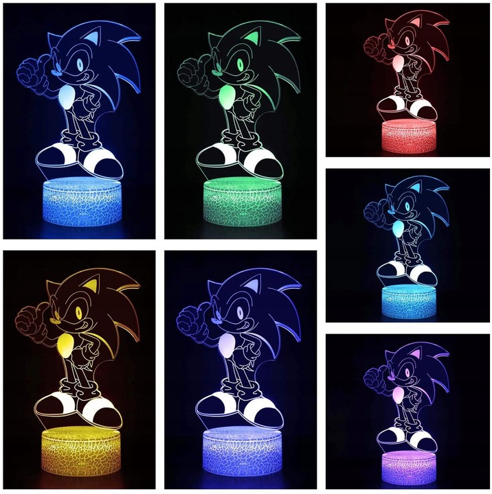 Lampka 3D nocna led usb Mały Sonic z bajki