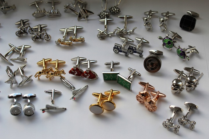 Spinki do mankietów EXC Złote z Białą Masą Perłową