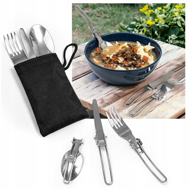 SZTUĆCE TURYSTYCZNE KEMPINGOWE NIEZBĘDNIK POD NAMIOT BIWAK SKŁADANE