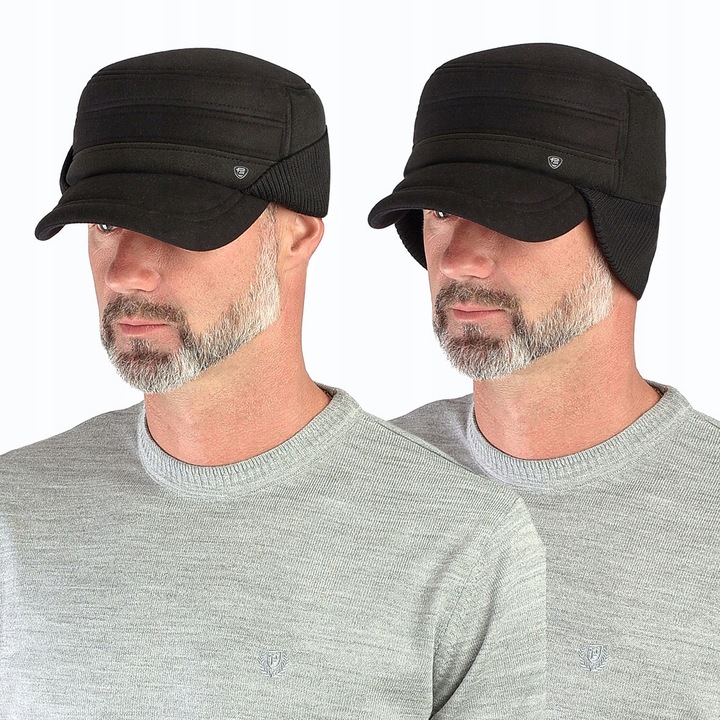 Czapka z daszkiem męska PATROLÓWKA nauszniki POLAR