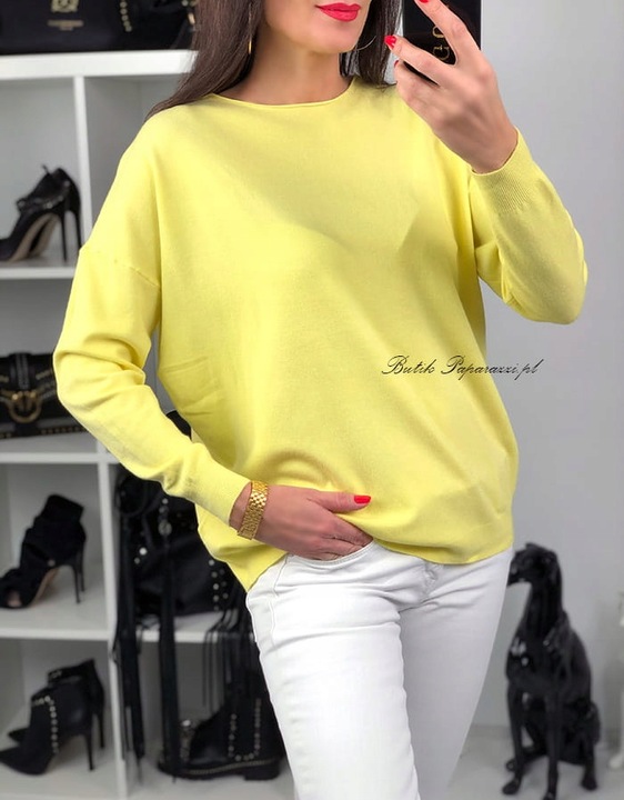 BLUZKA BASIC CLASSIC DELIKATNY SWETEREK ŻÓŁTY