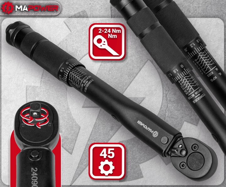 KLUCZ DYNAMOMETRYCZNY DO ROWERU 1/4' 2-24Nm CERTYFIKAT KALIBRACJI Z BLOKADĄ