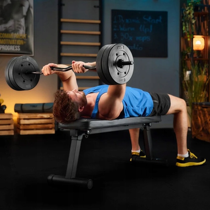 Gryf lekko łamany sztanga 120 cm 25 mm stalowy do ćwiczeń Trex Sport