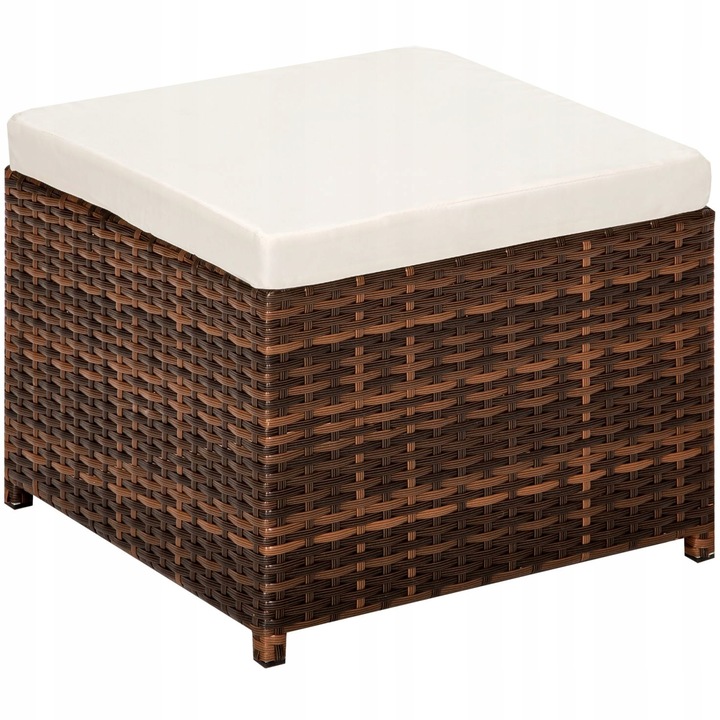 HOKER PUF RATTANOWY Z PODUSZKA