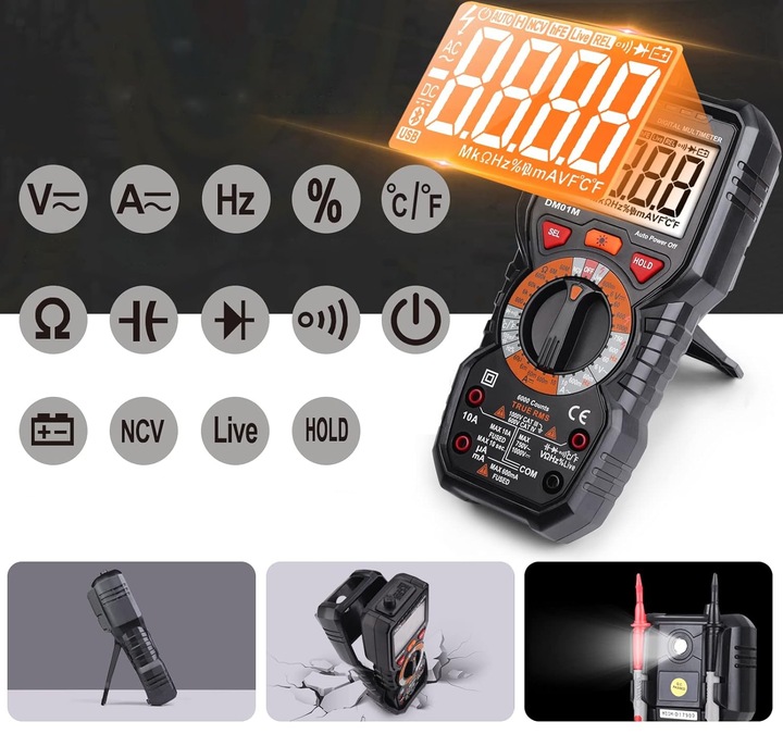 Multimetr Miernik Cyfrowy Prądu Engindot DM01M NCV LCD