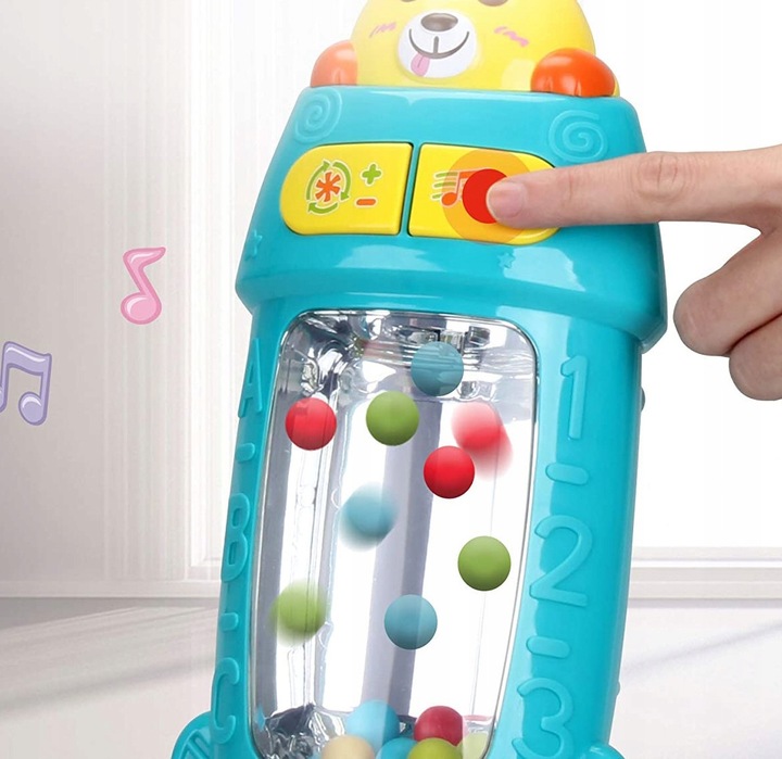 DUŻY ODKURZACZ RĘCZNY PIONOWY dla dzieci INTERAKTYWNY EDUKACYJNY LED MUZYKA