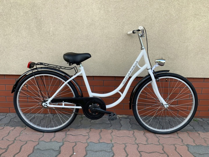 Rower Damski Damka Męski Miejski Retro Uniwersal 26 Kosz Bordowy