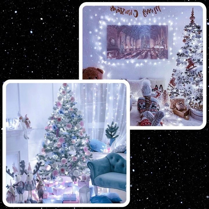 LAMPKI CHOINKOWE ŚWIĄTECZNE 1000LED ZEWNĘTRZNE WEWNĘTRZNE BIAŁE ZIMNE 68M