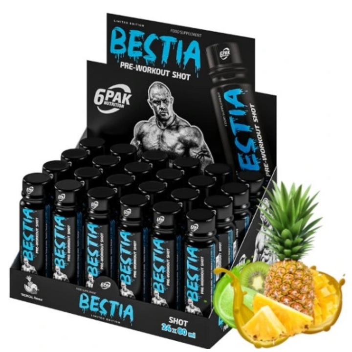 10szt x 6PAK BESTIA SHOT MOCNY pobudzenie energia 80ml PRZEDTRENINGÓWKA