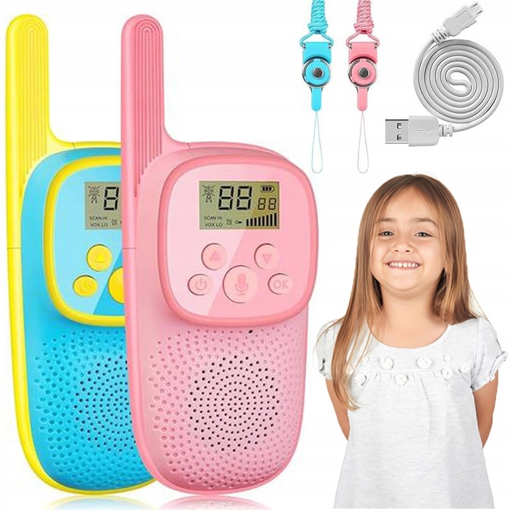 WALKIE TALKIE DLA DZIECI KRÓTKOFALÓWKA ZESTAW 2SZT ŁOKIEĆ DUŻY WYSIĘG 2025