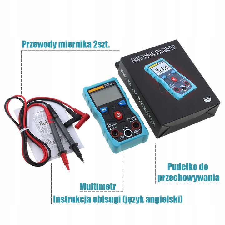 MULTIMETR CYFROWY AUTOMATYCZNY ZT-S1 TRUE RMS NCV MIERNIK NAPIĘCIA PRĄDU