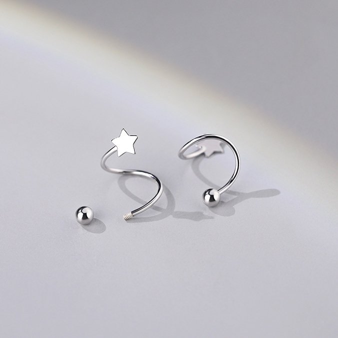 Kolczyki Srebrne PRÓBA 925 SREBRO z Gwiazda Sztyfty WKRĘTKI Damskie