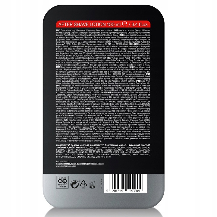 STR8 RED CODE WODA PŁYN PO GOLENIU 100ML W PUSZCE