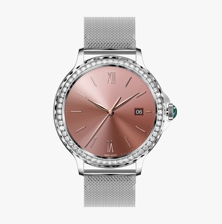 SMARTWATCH DAMSKI ZEGAREK Z FUNKCJĄ ROZMOWY NX1 SILVER MENU PL