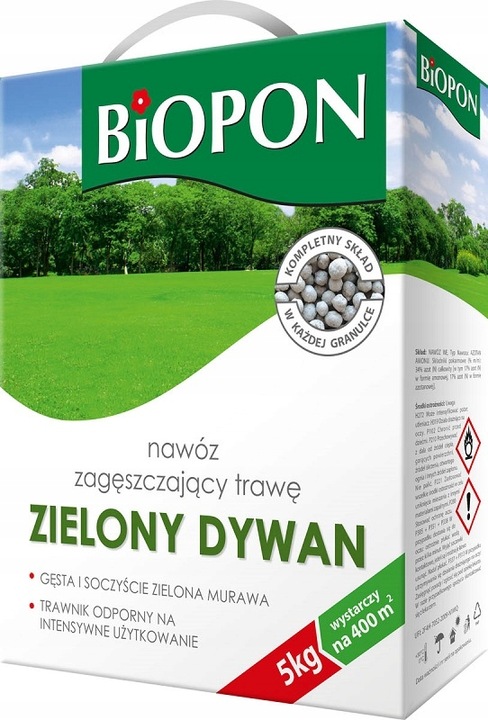 NAWÓZ ZAGĘSZCZAJĄCY TRAWĘ ZIELONY DYWAN Biopon 5kg