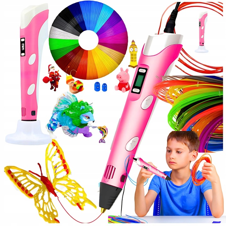 DŁUGOPIS 3D MAGICZNA DRUKARKA PEN DLA DZIECI FILAMENT ZESTAW 21 KOLOR 109 M