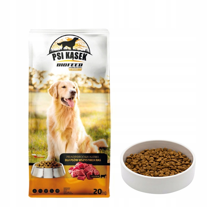 PSI KĄSEK BioFEED Karma dla psa z wołowiną 20kg