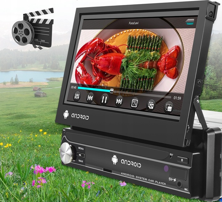 RADIO SAMOCHODOWE 1 DIN ANDROID 13 GPS USB WIFI DAB+ WYSUWANY AUX CARPLAY