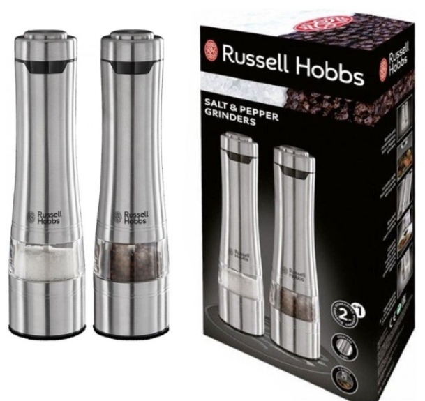 MŁYNEK DO SOLI I PIEPRZU RUSSELL HOBBS W ZESTAWIE 2 SZTUKI Z REGULACJĄ MOC
