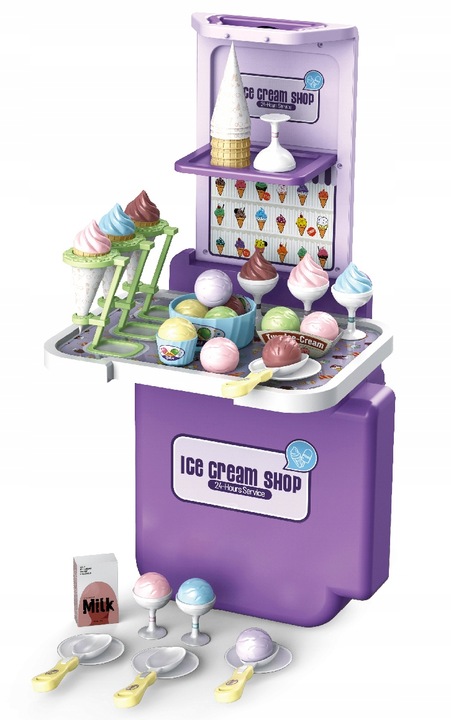 LODZIARNIA CUKIERNIA Zestaw w walizce 3w1 lody sklep kuchnia budka z lodami