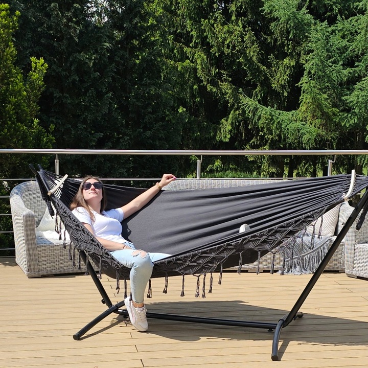 HAMAK BOHO XXL ze STELAŻEM stelaż do hamaka DWUOSOBOWY +wszystkie akcesoria